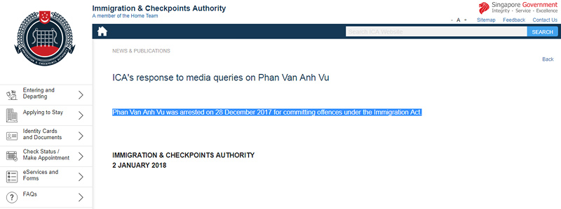 Singapore xác nhận đang tạm giữ ông &#34;Phan Van Anh Vu&#34; - 2