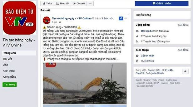 Xuất hiện trang giả mạo VTV đăng tin cầu Rồng Đà Nẵng gẫy đôi Xuất hiện trang giả mạo VTV đăng tin cầu Rồng Đà Nẵng gẫy đôi