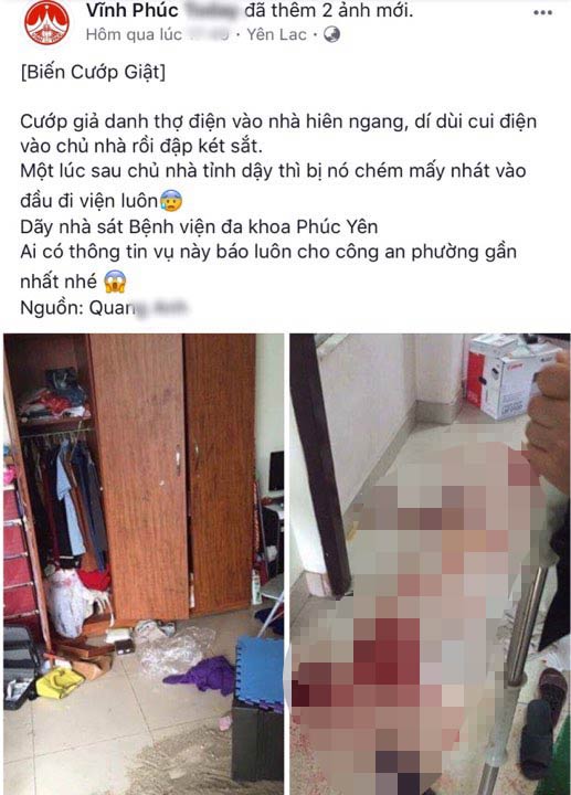 Thực hư thông tin cướp giả thợ điện chém gia chủ nhập viện gây xôn xao Thực hư thông tin cướp giả thợ điện chém gia chủ nhập viện gây xôn xao