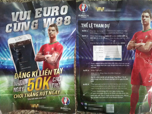 Cần Thơ: Phát tờ rơi mời chào… cá độ bóng đá Euro 2016 Cần Thơ: Phát tờ rơi mời chào… cá độ bóng đá Euro 2016