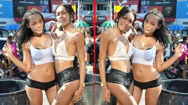 Dù bị cấm, nam nữ Thái vẫn mặc sexy, hở bạo đi té nước Songkran - 10