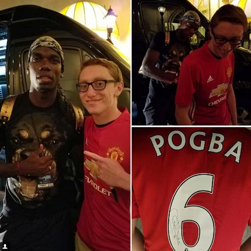 Pogba ký áo chụp hình với fan MU, Sir Alex sốt ruột Pogba ký áo chụp hình với fan MU, Sir Alex sốt ruột