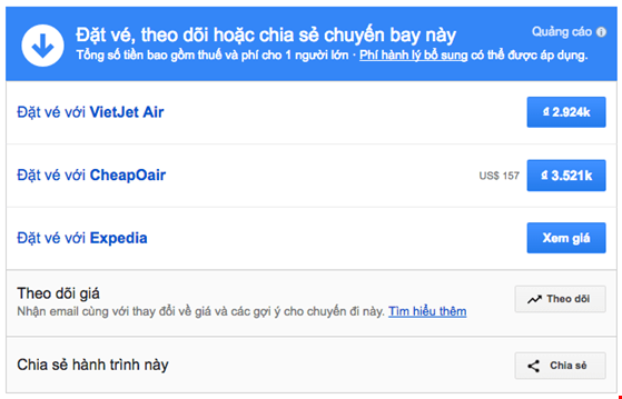Google ra mắt dịch vụ săn vé máy bay giá rẻ Google ra mắt dịch vụ săn vé máy bay giá rẻ