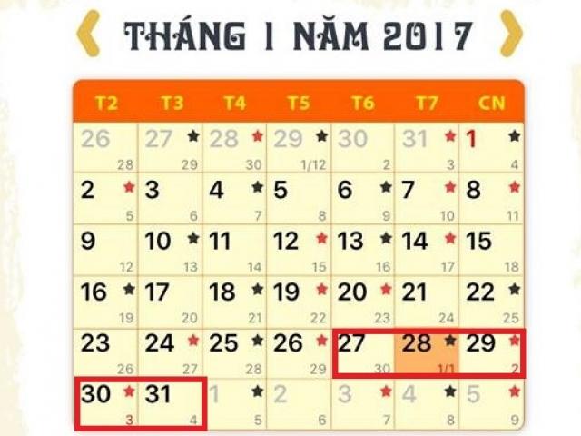Chưa chốt phương án nghỉ Tết Nguyên đán 2017