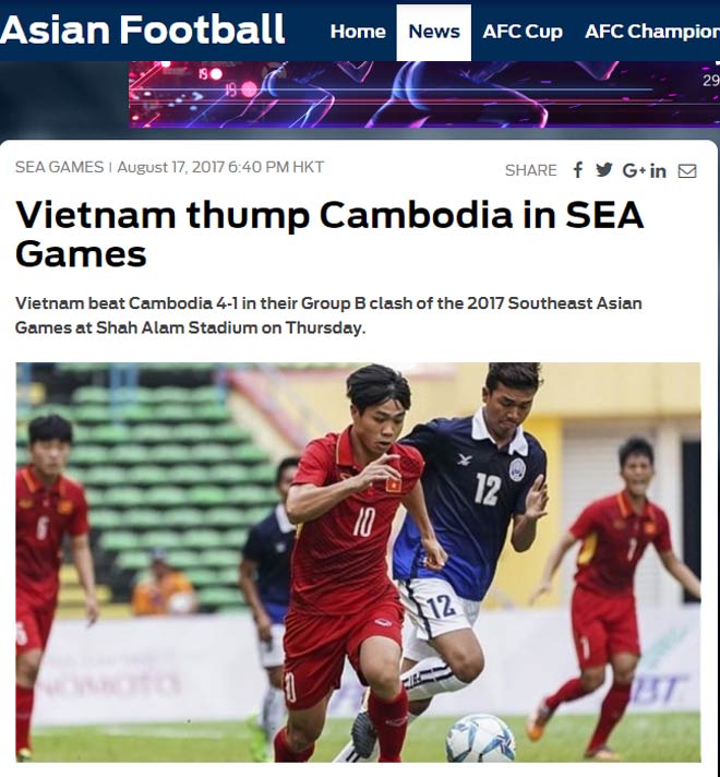 Báo thế giới mê mẩn U22 Việt Nam và Công Phượng, thờ ơ Thái Lan Báo thế giới mê mẩn U22 Việt Nam và Công Phượng, thờ ơ Thái Lan