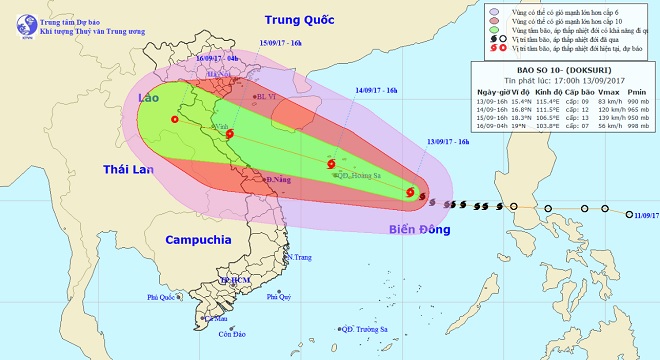 Bão số 10 có thể giật cấp 16 khi đổ bộ Thanh Hóa-Quảng Trị - 1