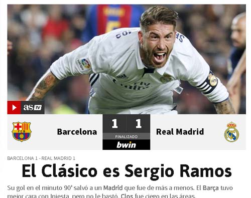 Báo chí thế giới cạn lời vì siêu Ramos, Real bản lĩnh số 1 Báo chí thế giới cạn lời vì siêu Ramos, Real bản lĩnh số 1