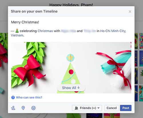 Thủ thuật Facebook: Gửi thiệp mừng Noel và năm mới 2017 - 3
