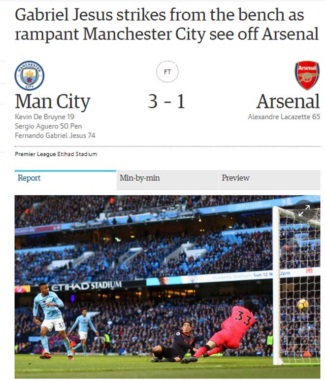 Báo chí Anh: Man City “vùi lấp” Arsenal, sức mạnh vô địch - 1