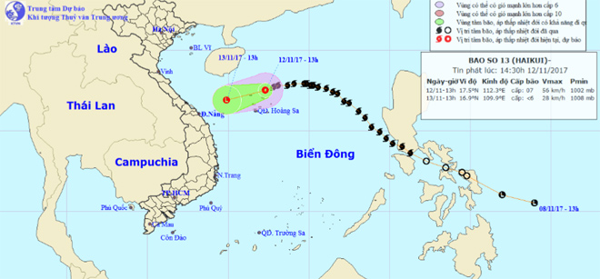 Bão số 13 suy yếu thành áp thấp nhiệt đới khi đến Hoàng Sa - 1