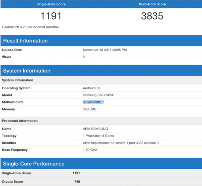 Samsung Galaxy S9 Plus bất ngờ xuất hiện trên Geekbench Samsung Galaxy S9 Plus bất ngờ xuất hiện trên Geekbench