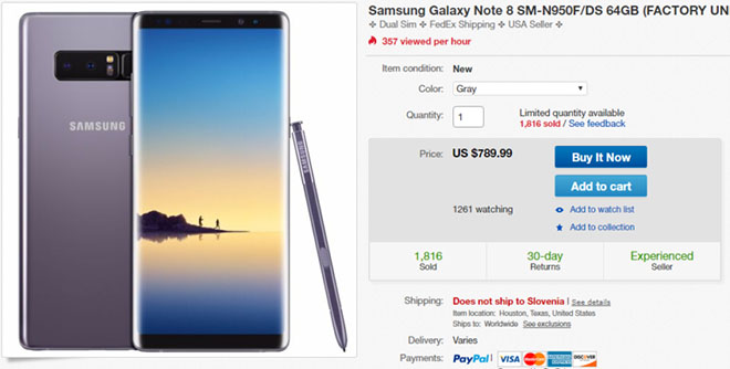 Galaxy Note 8 mở khóa 2 SIM đang được giảm hơn 3,6 triệu đồng Galaxy Note 8 mở khóa 2 SIM đang được giảm hơn 3,6 triệu đồng