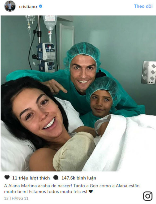 Ronaldo khoe con chục triệu like: "Trùm sống ảo" làng bóng đá Ronaldo khoe con chục triệu like: "Trùm sống ảo" làng bóng đá