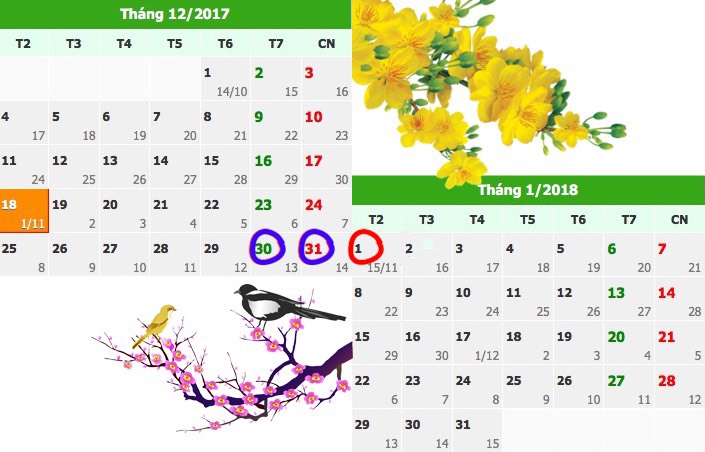 Ngoài Tết Nguyên đán, còn có nhiều kỳ nghỉ dài ngày trong năm 2018 Ngoài Tết Nguyên đán, còn có nhiều kỳ nghỉ dài ngày trong năm 2018