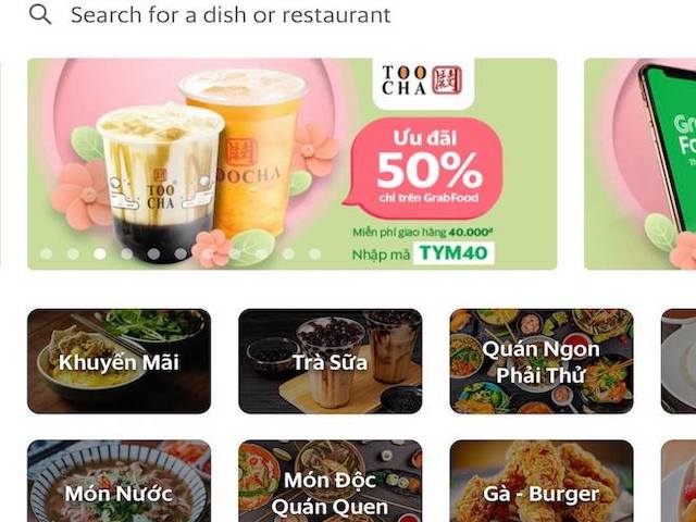 GrabFood phân loại món ăn thành 12 nhóm, &#34;Trà sữa&#34; là một trong số đó