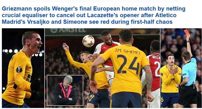 Arsenal "rơi vàng" trước Atletico: Báo Anh chê "ngây thơ như ngày nào" Arsenal "rơi vàng" trước Atletico: Báo Anh chê "ngây thơ như ngày nào"