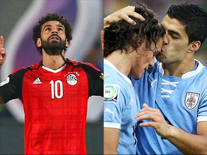 Salah chưa chắc ra sân cho Ai Cập và hàng thủ của họ sẽ phải đối phó với cặp Suarez - Cavani