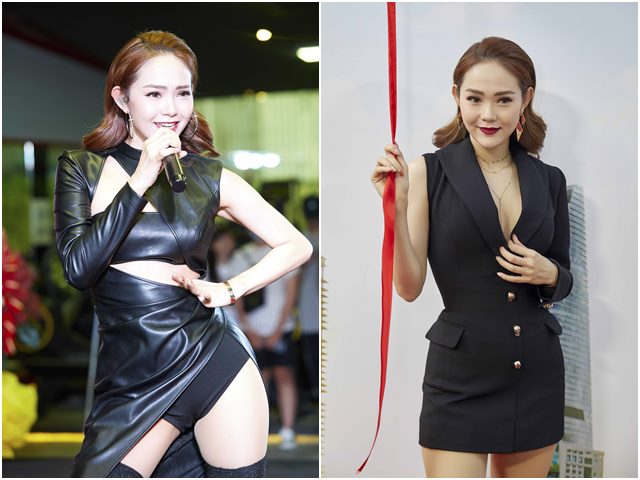 Minh Hằng o ép vòng một, liên tục lấy tay giữ áo vì sợ lộ hàng