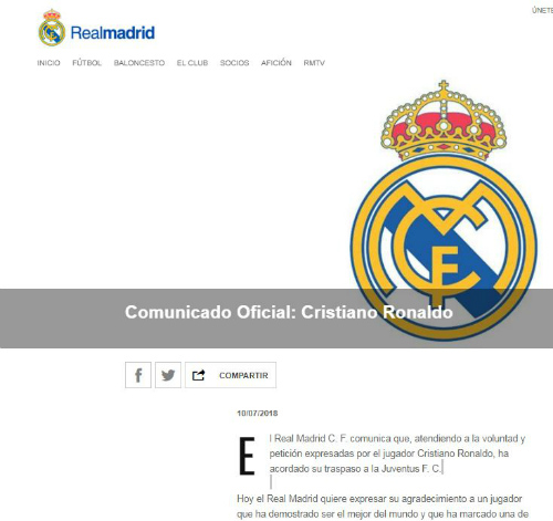 Trực tiếp "bom tấn" Ronaldo rời Real sang Juventus: Trang chủ Real xác nhận bán CR7 - 1