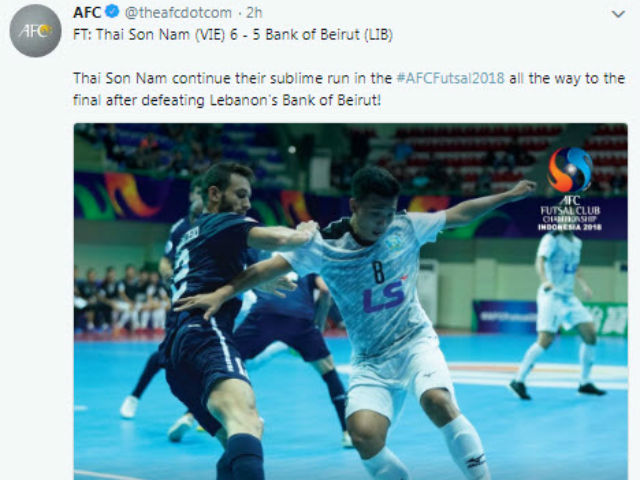 Th&aacute;i Sơn Nam v&agrave;o CK futsal ch&acirc;u &Aacute;: AFC kinh ngạc, fan Th&aacute;i gọi "Vua ASEAN"