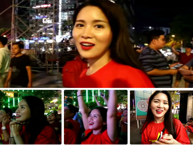 Hot girl H&agrave;n Quốc đi "b&atilde;o", cổ vũ U23 Việt Nam "g&acirc;y sốt" mạng x&atilde; hội