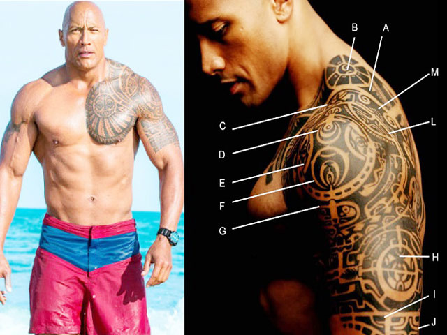 Bí mật hình xăm tuyệt vời của &#34;nam thần cơ bắp&#34; The Rock