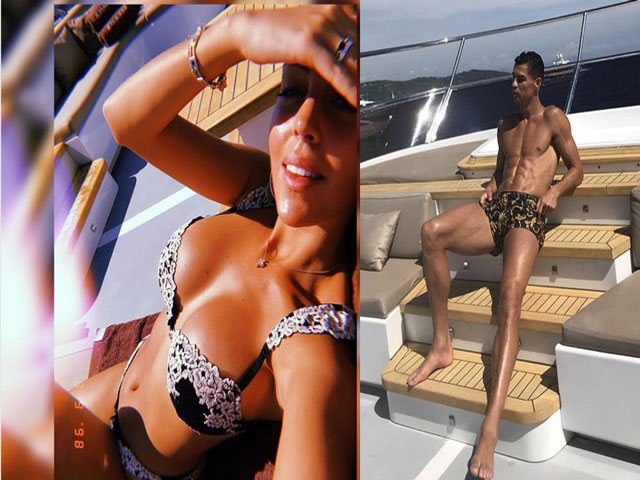 Ronaldo hững hờ "tự sướng" bỏ mặc bồ xinh khoe th&acirc;n n&oacute;ng bỏng