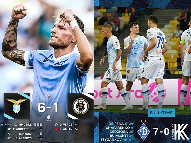Bóng đá châu Âu đón “mưa“ bàn thắng: Kinh hoàng tỉ số 7-0, Lazio thắng 6-1