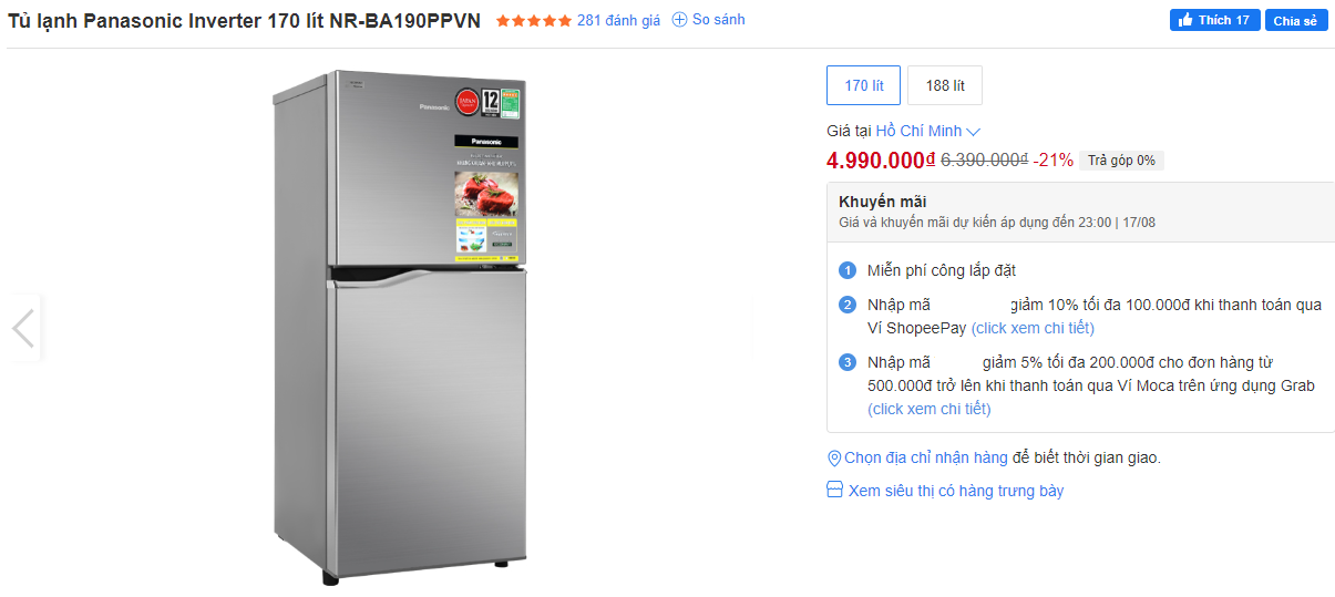 Bảng giá tủ lạnh Panasonic Inverter tháng 8: Chỉ từ 4,99 triệu đồng - 3