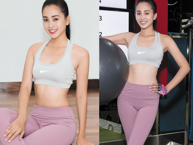 Hoa hậu Tiểu Vy khoe số đo hình thể đẹp như búp bê khi tập gym