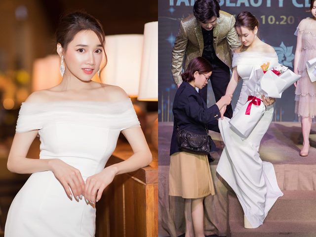 Nhã Phương lênh khênh trên giày cao như tòa nhà, 2 người hộ tống mới đi nổi