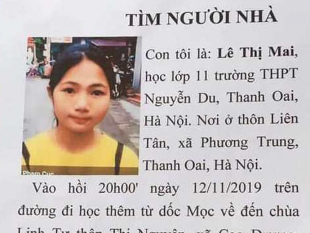 Nữ sinh lớp 11 mất tích trên đường đi học thêm về