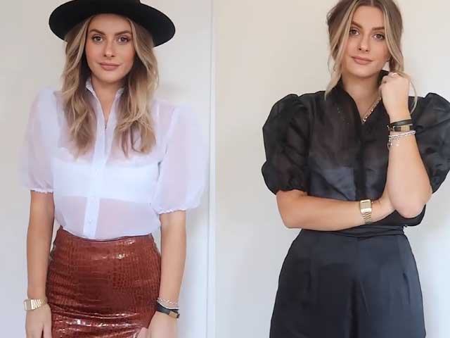 Phối đồ trong 1 phút với áo sơ mi vai phồng